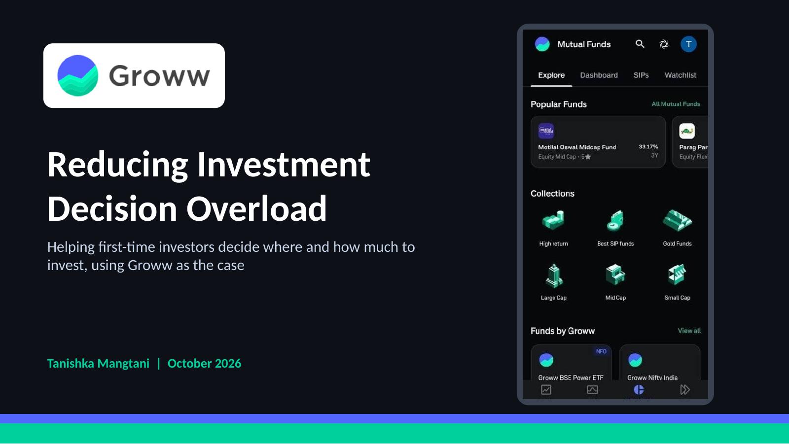Cover of Reducing Investment Decision Overload, a Groww case study by Tanishka Mangtani